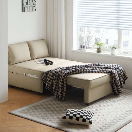 Linspire Lumen Leathaire 1-Seater Sofa Bed, Creamy White