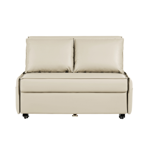 Linspire Lumen Love Seat Leathaire Sofa Bed, Creamy White