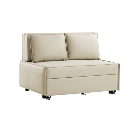 Linspire Lumen Love Seat Leathaire Sofa Bed, Creamy White