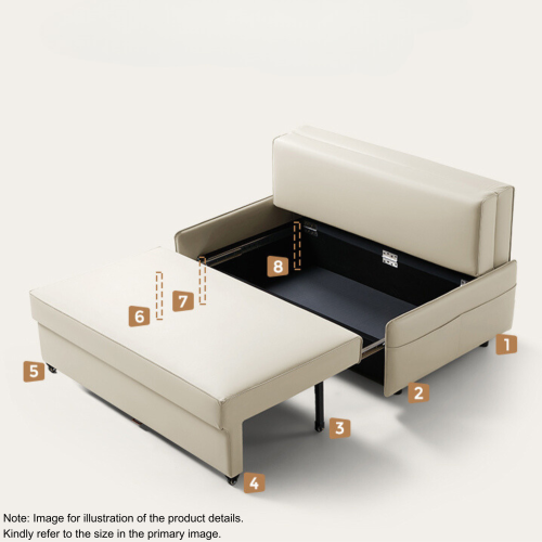 Linspire Lumen Love Seat Leathaire Sofa Bed, Creamy White