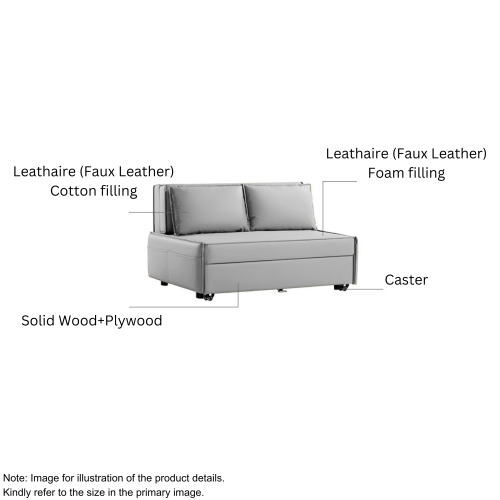 Linspire Lumen Leathaire 1-Seater Sofa Bed, Creamy White