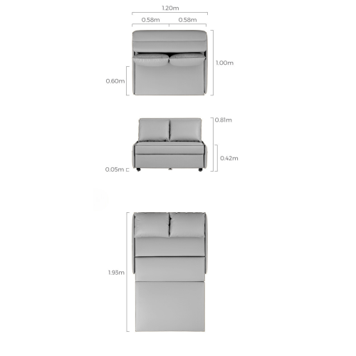 Linspire Lumen Leathaire 1-Seater Sofa Bed, Creamy White