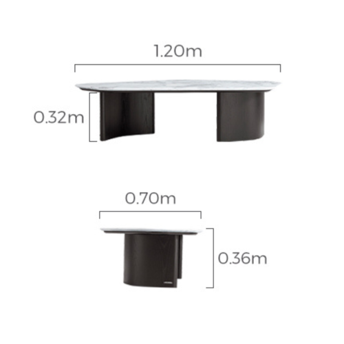 Linspire Moti Sintered Stone Top Coffee Table, 120x60x36cm