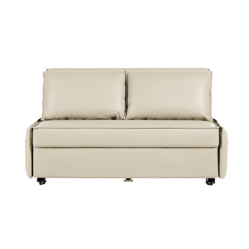 Linspire Lumen 2-Seater Leathaire Sofa Bed, Creamy White