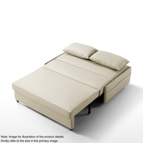 Linspire Lumen 2-Seater Leathaire Sofa Bed, Creamy White