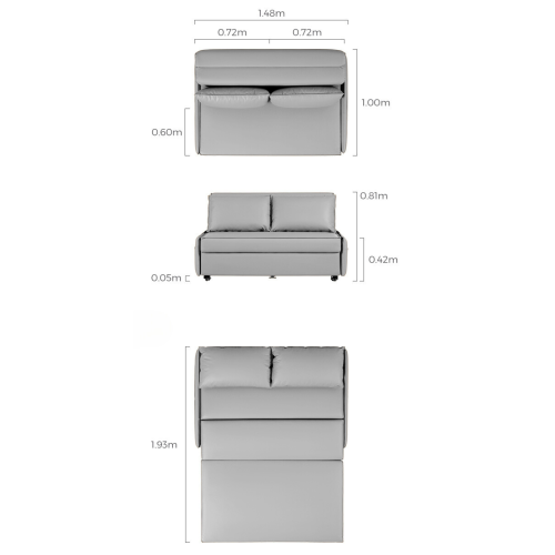 Linspire Lumen 2-Seater Leathaire Sofa Bed, Creamy White