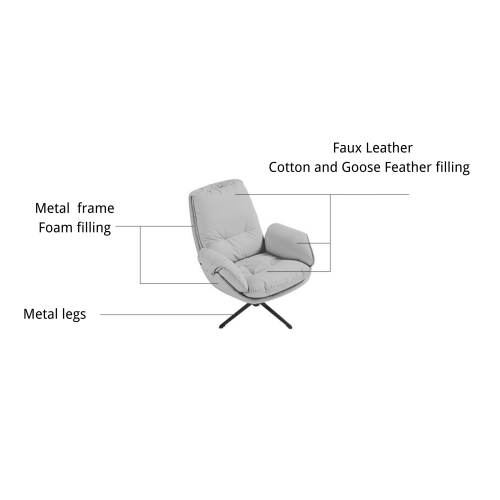 Linspire Myst Leather Armchair, Light Grey