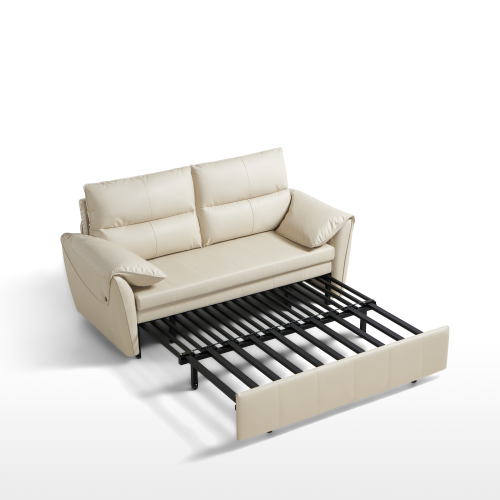 Linspire Quiver 2.5-Seater Leathaire Sofa Bed, Creamy White