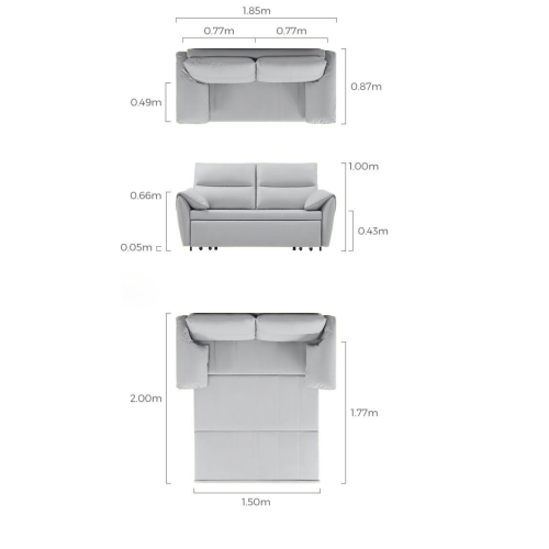 Linspire Quiver 2.5-Seater Leathaire Sofa Bed, Creamy White