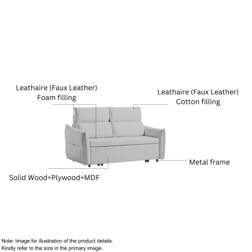 Linspire Opal Love Seat Leathaire Sofa Bed, Grey