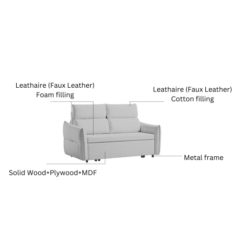 Linspire Opal 2-Seater Leathaire Sofa Bed, Grey