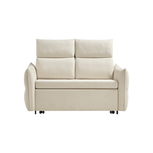 Linspire Opal Love Seat Leathaire Sofa Bed, Creamy White