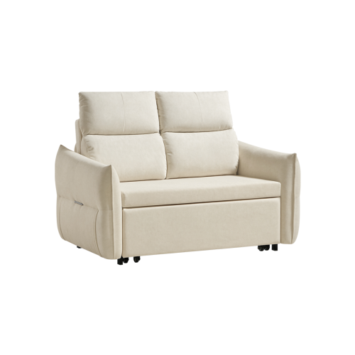 Linspire Opal Love Seat Leathaire Sofa Bed, Creamy White