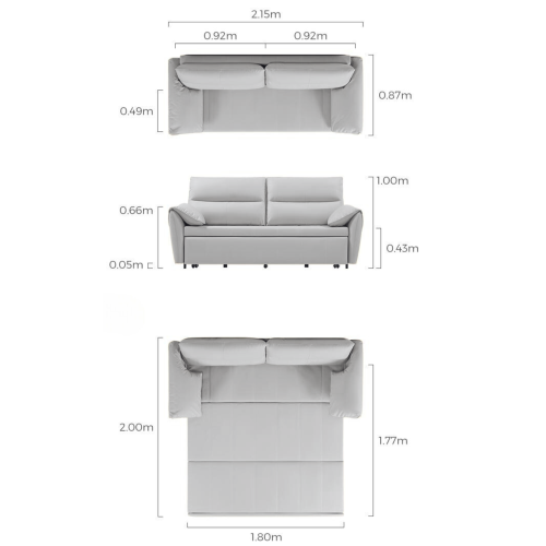 Linspire Quiver 3-Seater Leathaire Sofa Bed, Creamy White