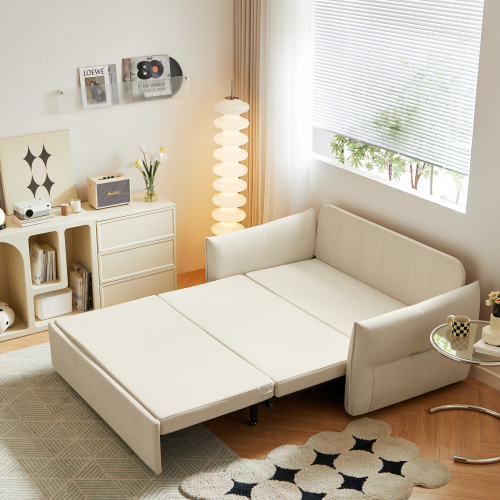 Linspire Opal 2-Seater Leathaire Sofa Bed, Creamy White