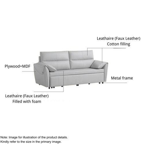 Linspire Quiver 2-Seater Leathaire Sofa Bed, Creamy White