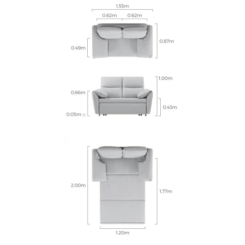 Linspire Quiver 2-Seater Leathaire Sofa Bed, Creamy White