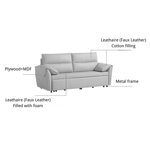 Linspire Quiver 3-Seater Leathaire Sofa Bed, Brown