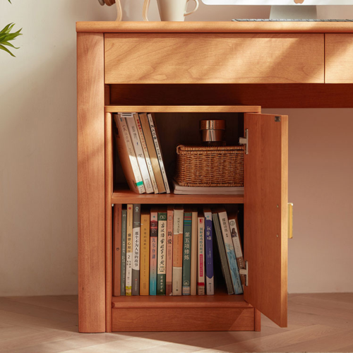 Linspire Radian Extendable Dual Office Desk with a Small Cabinet and a Bookcase