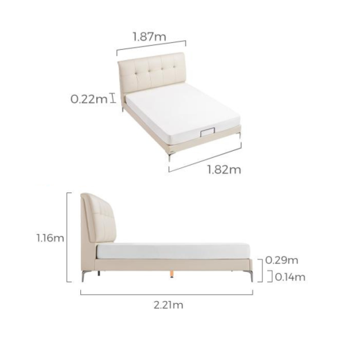 Linspire Radius Super King Bed Frame with Leather Cushion Headboard