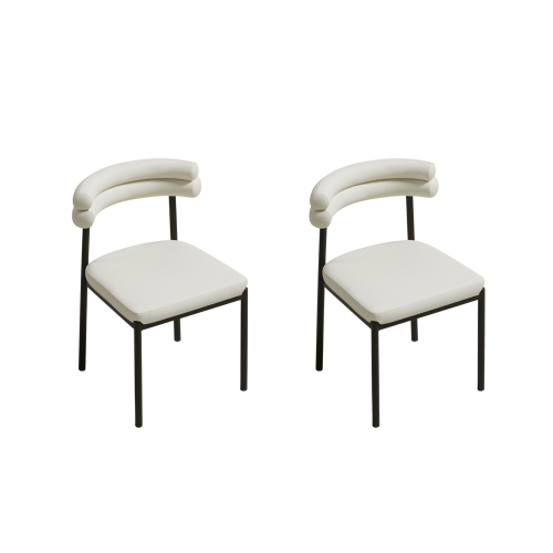 Linspire Tesseract Leather Dining Chairs, Black, Set of 2