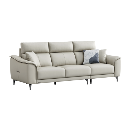 Linspire Spark 4-Seater Leather Sofa, Grey, 254x92x84cm