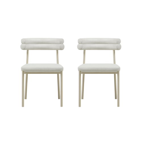 Linspire Tesseract Boucle Dining Chairs, Creamy White, Set of 2