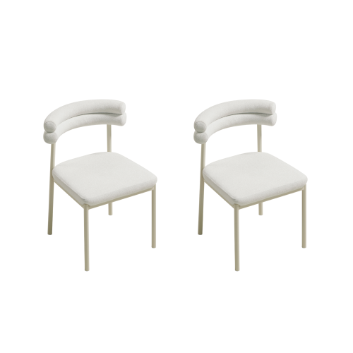 Linspire Tesseract Boucle Dining Chairs, Creamy White, Set of 2