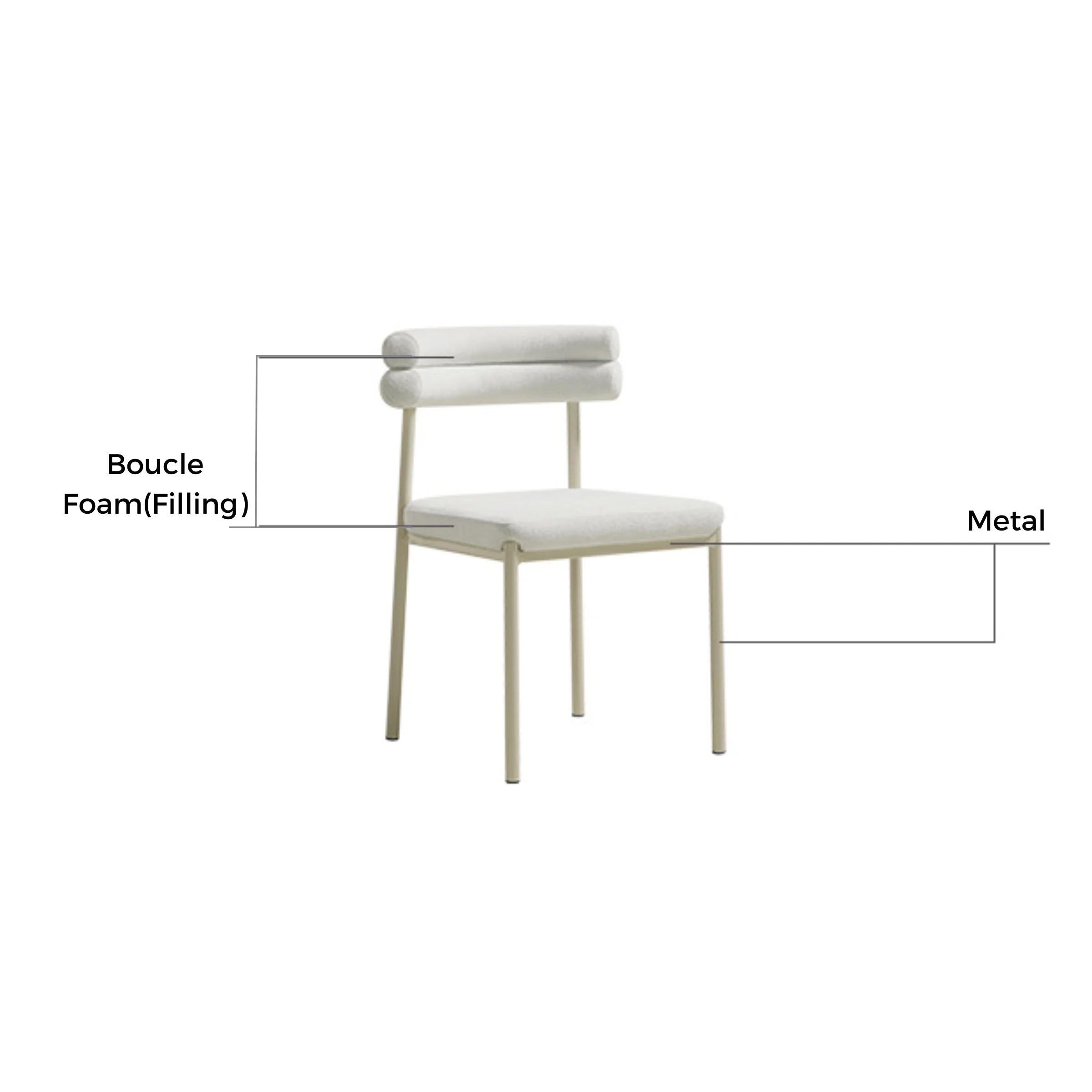 Linspire Tesseract Boucle Dining Chairs, Set of 2, Creamy White