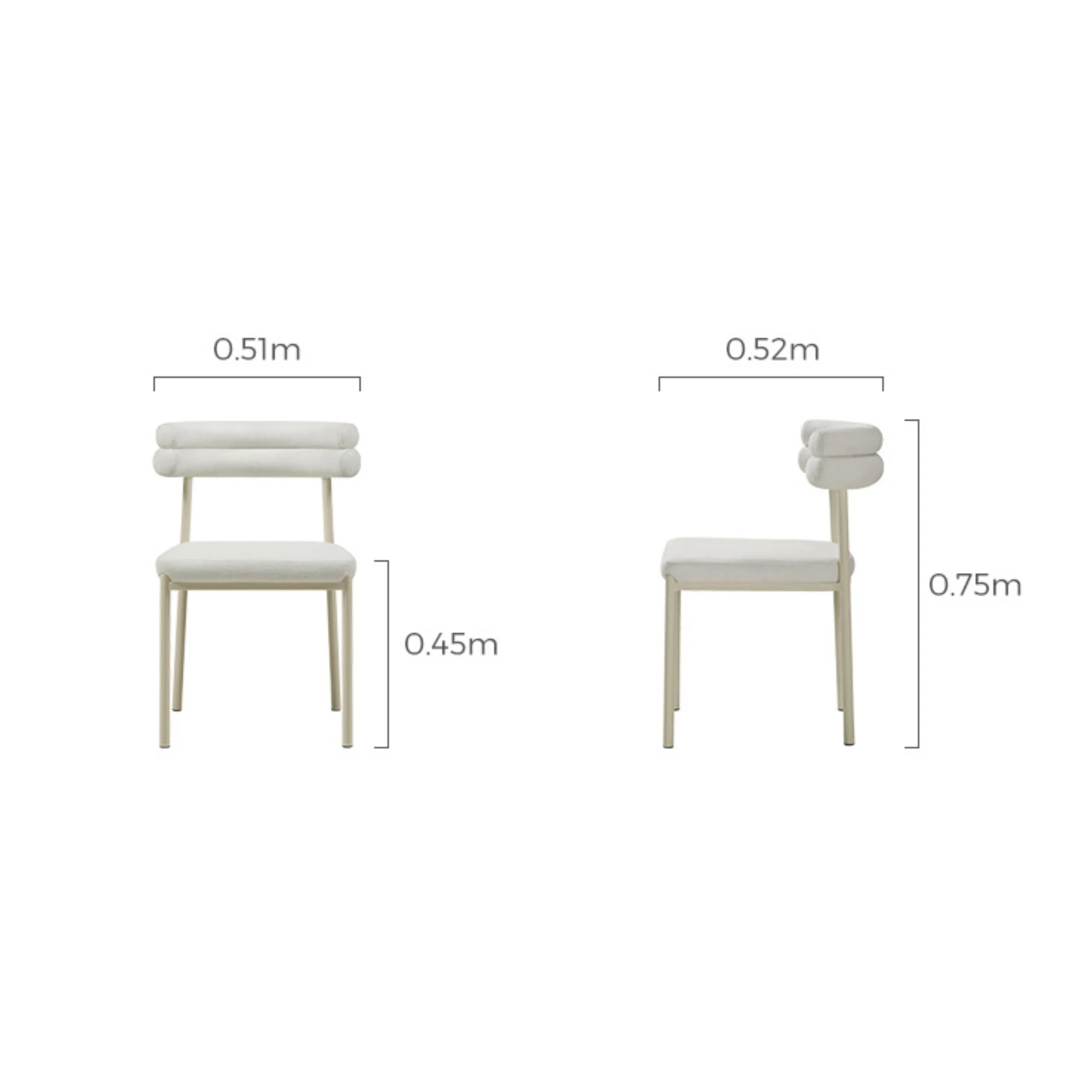 Linspire Tesseract Boucle Dining Chairs, Set of 2, Creamy White