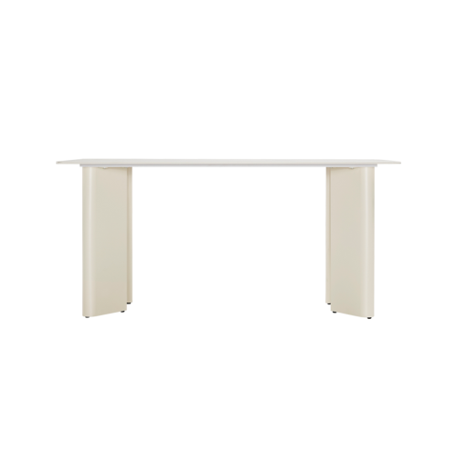 Linspire Tesseract Sintered Stone Top Dining Table with 4 Dining Chairs, Creamy White, 160x80cm