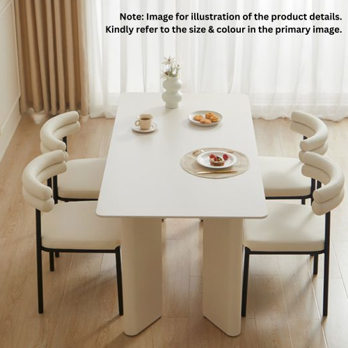 Linspire Tesseract Sintered Stone Top Dining Table with 4 Dining Chairs, Creamy White & Black, 160x80cm