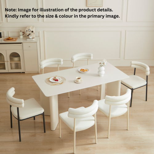 Linspire Tesseract Sintered Stone Top Dining Table with 4 Dining Chairs, Creamy White & Black, 160x80cm