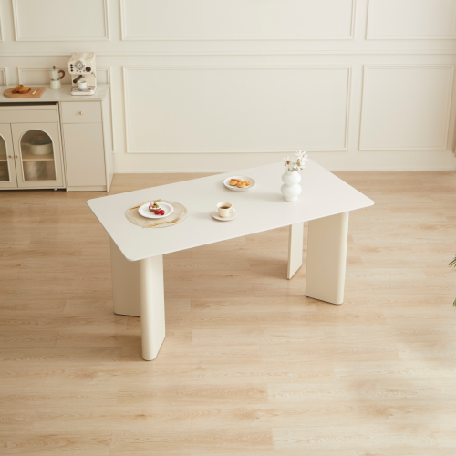 Linspire Tesseract Sintered Stone Top Dining Table with 4 Dining Chairs, Creamy White & Black, 140x80cm