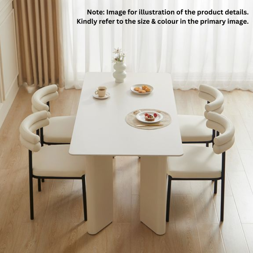 Linspire Tesseract Sintered Stone Top Dining Table with 4 Dining Chairs, Creamy White & Black, 140x80cm