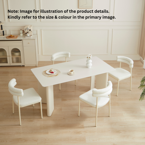 Linspire Tesseract Sintered Stone Top Dining Table with 4 Dining Chairs, Creamy White & Black, 140x80cm