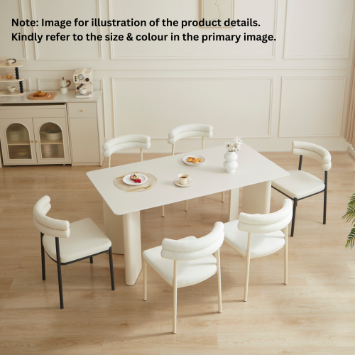 Linspire Tesseract Sintered Stone Top Dining Table with 4 Dining Chairs, Creamy White & Black, 140x80cm