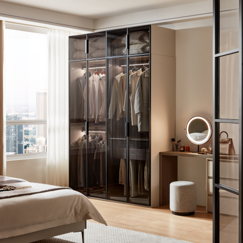 Linspire Unity Wardrobe with Top Cabinet and Sensor Light