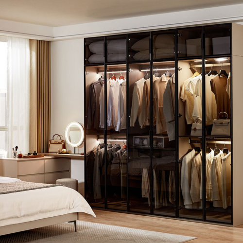 Linspire Unity Wardrobe with Top Cabinet and Sensor Light