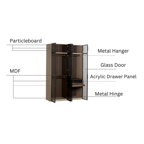 Linspire Unity Wardrobe with Top Cabinet and Sensor Light