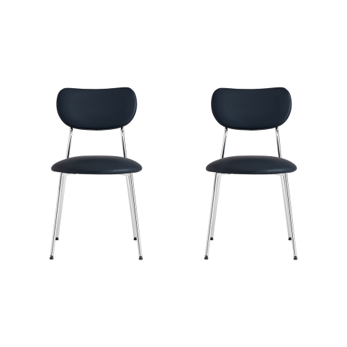 Linspire Zen Leather Dining Chairs, Set of 2, Black