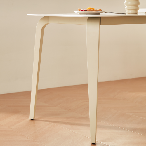 Linspire Warp Glass Top Dining Table, Creamy White, 140x80x75cm