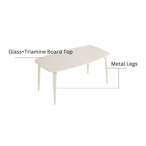 Linspire Warp Glass Top Dining Table, Creamy White, 140x80x75cm
