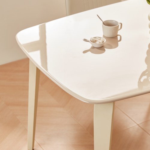 Linspire Warp Glass Top Dining Table, Creamy White, 160x85x75cm