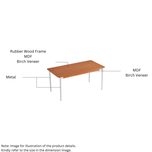 Linspire Zen Dining Table, Brown, 160x80x75cm