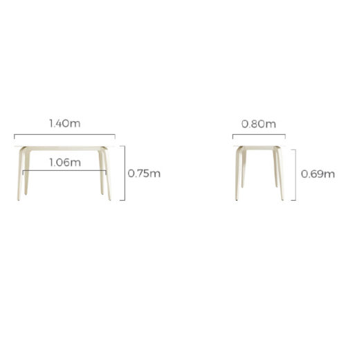 Linspire Warp Glass Top Dining Table with 4 Dining Chairs, Creamy White, 140x80x75cm