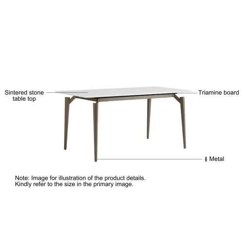 Linspire Xenon Glossy Sintered Stone Top Dining Table, 140x80x75cm