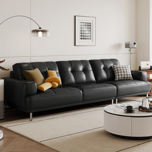 Linspire Vertex 4-Seater Leather Sofa, Black, 301x102x85cm
