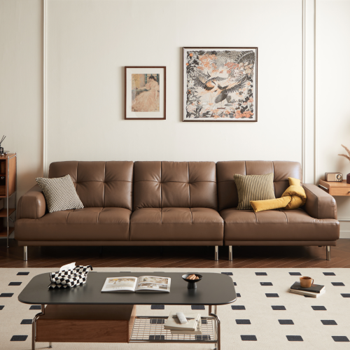 Linspire Vertex 4-Seater Leather Sofa, Brown, 301x102x85cm