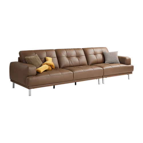 Linspire Vertex 4-Seater Leather Sofa, Brown, 301x102x85cm